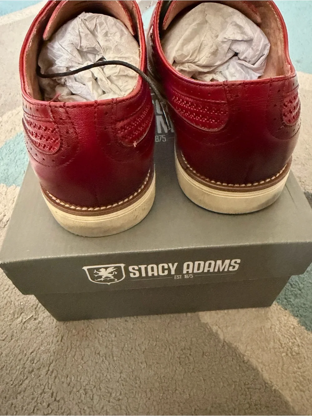Stacy Adams Burgundy Perforated Wingtip Oxfords